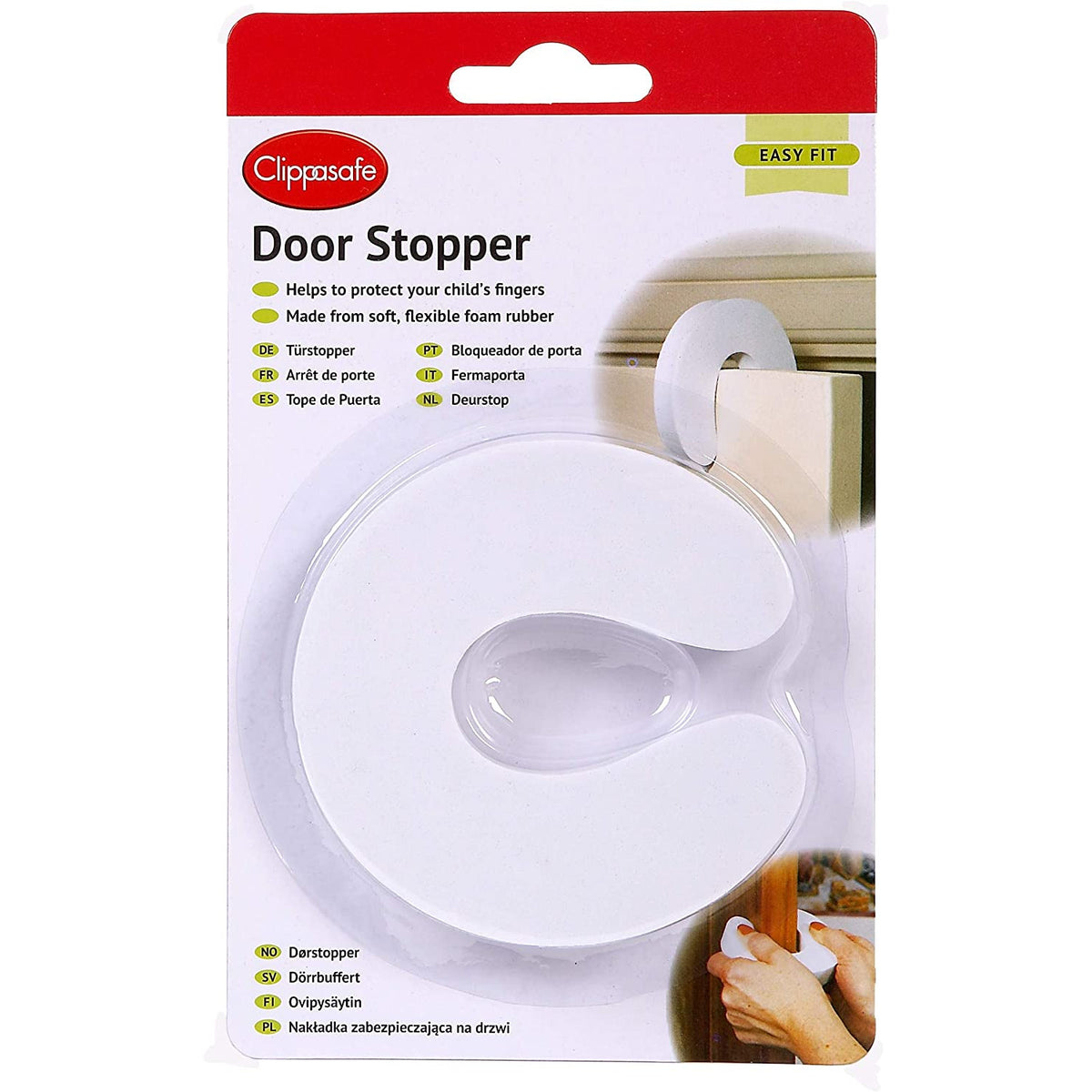 CLIPPASAFE DOOR STOPPER.